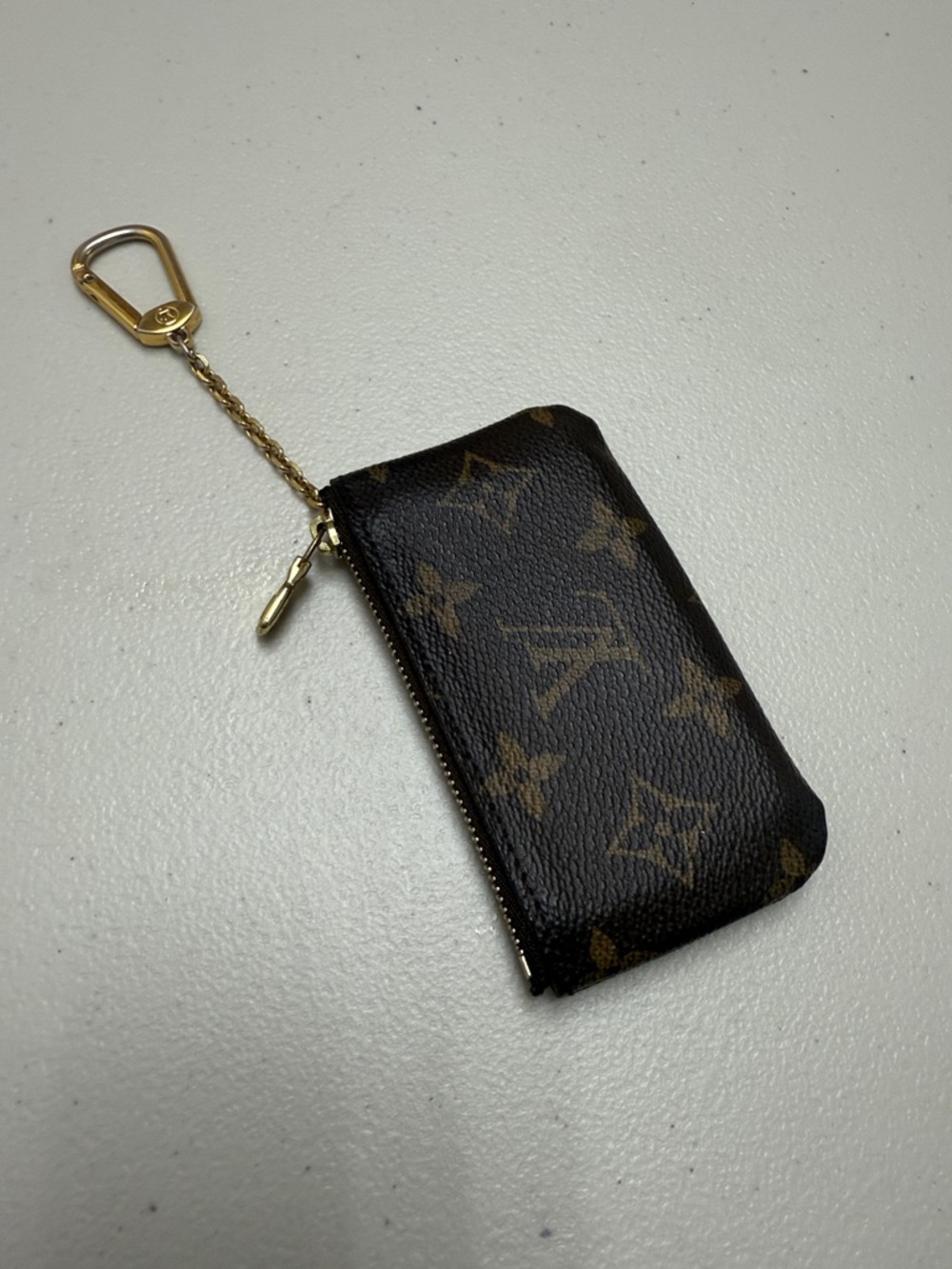 Louis Vuitton Monogram Key Pouch with Gold Chain - Brown/Gold